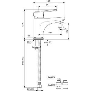 B0967AA SEVAL СМЕСИТЕЛ СТОЯЩ КЪС БЕЗ ИЗПР.